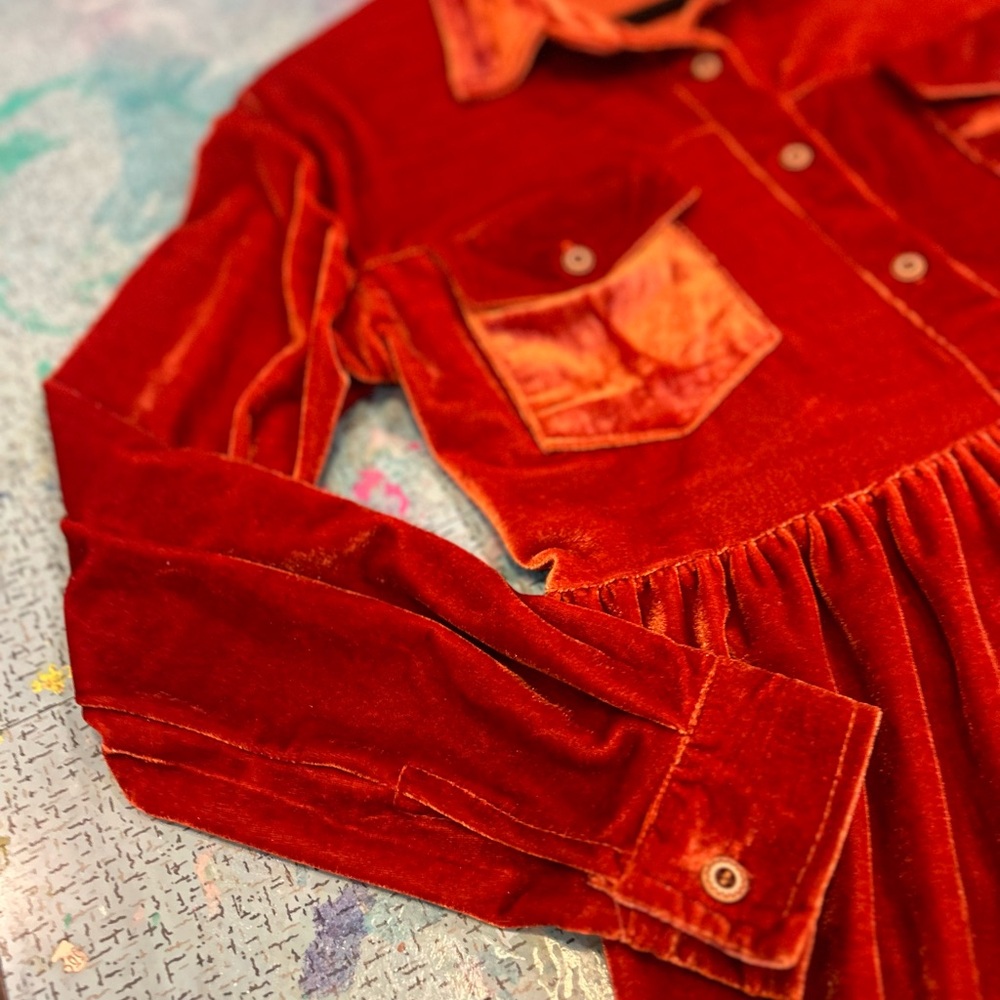 Rusty Velvet Prairie Dress - Picture 7 of 11